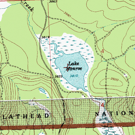 Topographic Map of Lake Monroe, MT