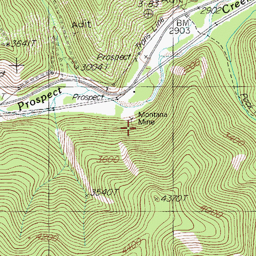 Topographic Map of Montana Mine, MT
