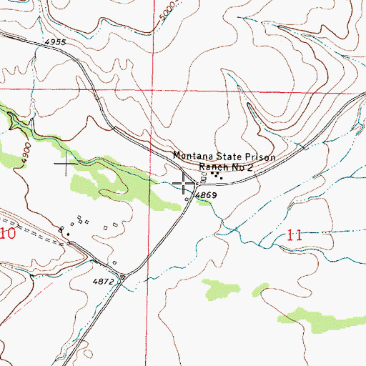 Topographic Map of Montana State Prison Ranch Number 2, MT