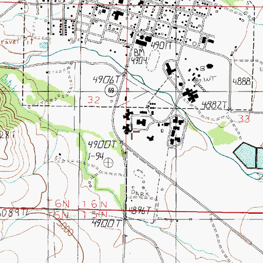 Topographic Map of Montana State Training School, MT