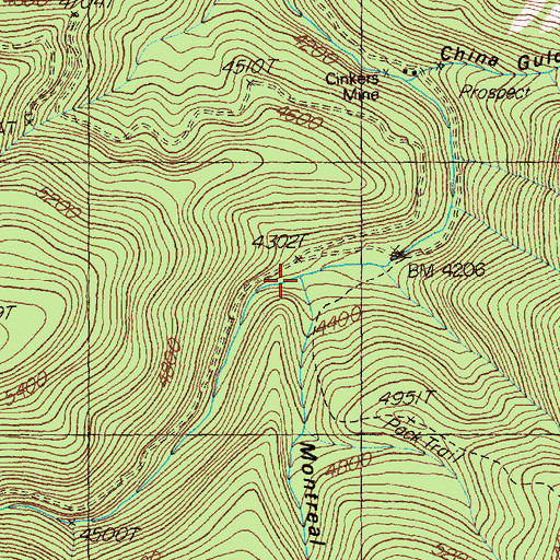 Topographic Map of Montreal Gulch, MT