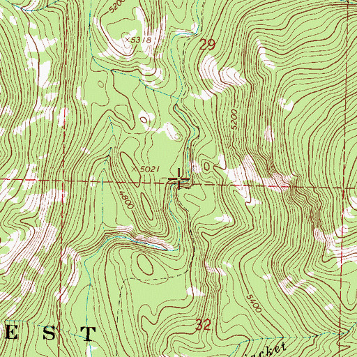 Topographic Map of Monture Haun Trail, MT