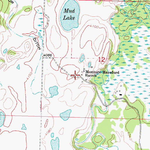 Topographic Map of Monture Hereford Ranch, MT