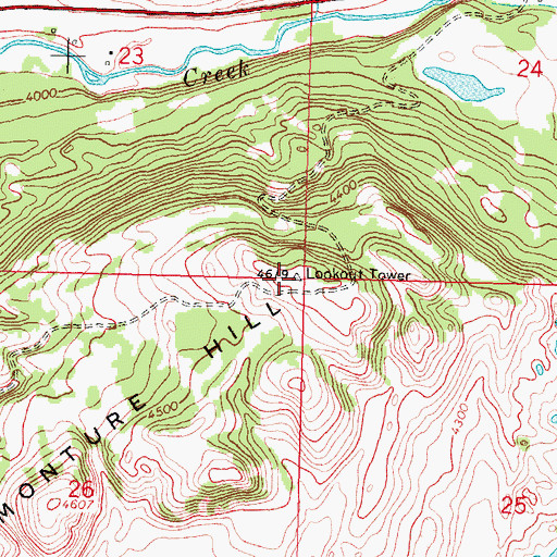 Topographic Map of Monture Hill, MT
