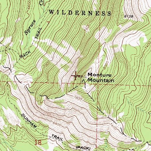 Topographic Map of Monture Mountain, MT