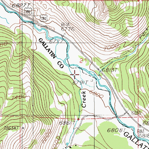 Topographic Map of Monument Creek, MT
