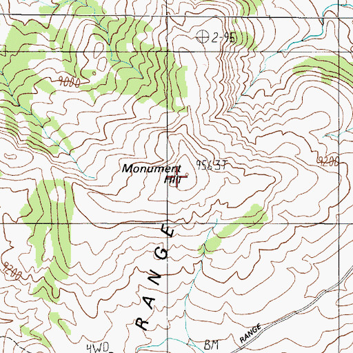 Topographic Map of Monument Hill, MT