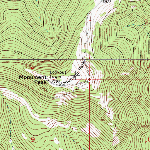 Topographic Map of Monument Park, MT
