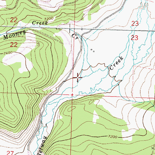 Topographic Map of Mooney Creek, MT