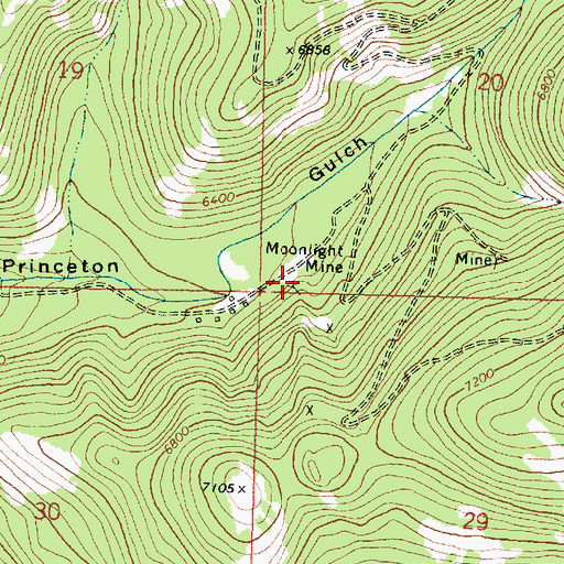 Topographic Map of Moonlight Mine, MT