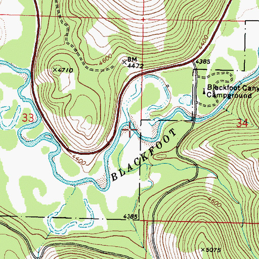 Topographic Map of Moose Creek, MT