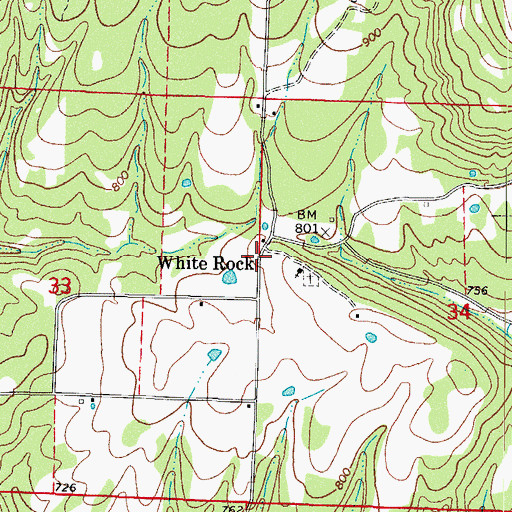 Topographic Map of White Rock, AR