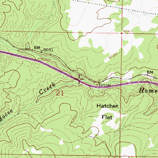 Topographic Map of Moose Creek, MT