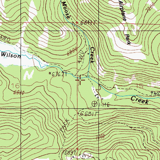 Topographic Map of Moose Creek, MT