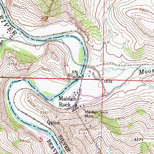 Topographic Map of Moose Creek, MT