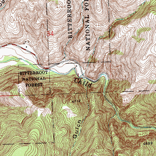 Topographic Map of Moose Gulch, MT