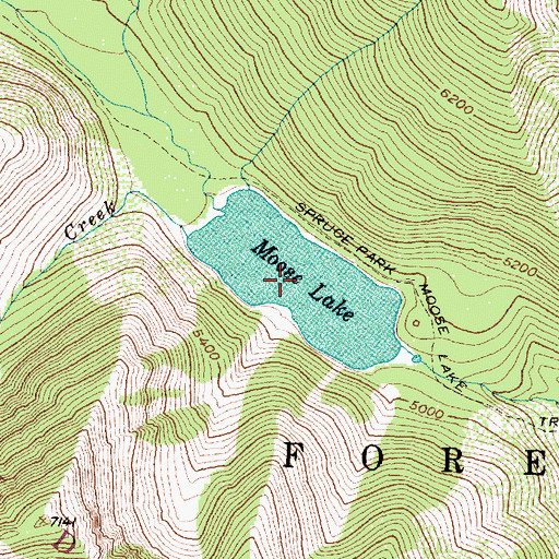 Topographic Map of Moose Lake, MT