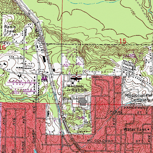 Topographic Map of Whiteside Junior High School, AR