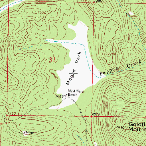 Topographic Map of Moose Park, MT