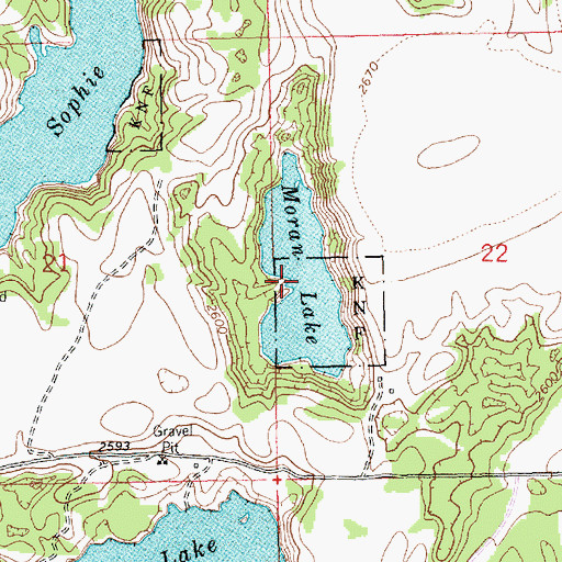Topographic Map of Moran Lake, MT