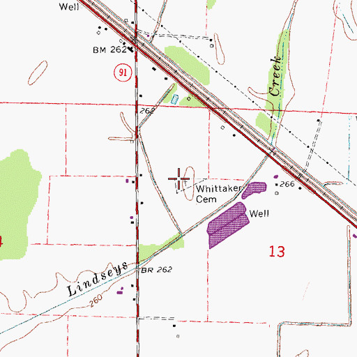 Topographic Map of Whittaker Cemetery, AR
