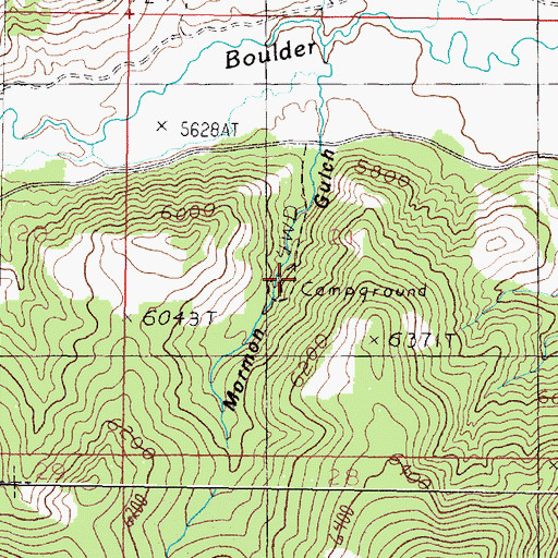 Topographic Map of Mormon Campground, MT