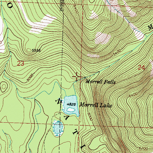 Topographic Map of Morrell Falls, MT