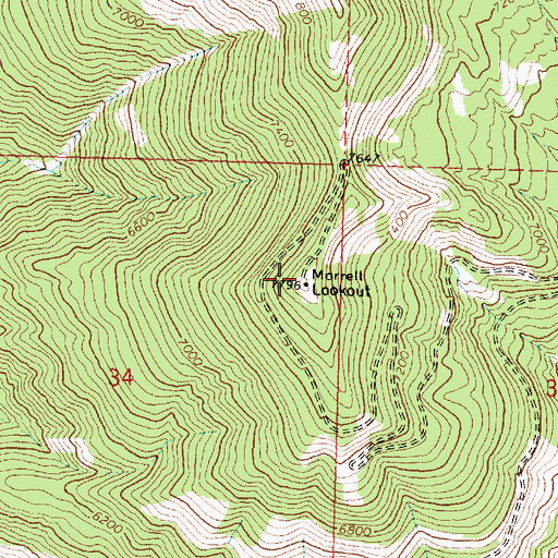 Topographic Map of Morrell Lookout, MT