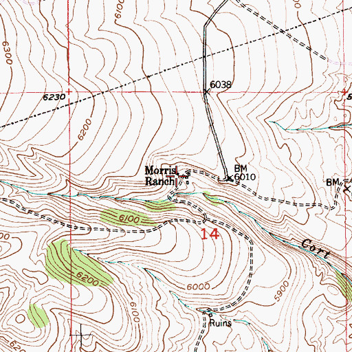 Topographic Map of Morris Ranch, MT