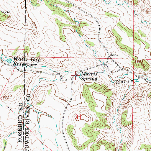 Topographic Map of Morris Spring, MT