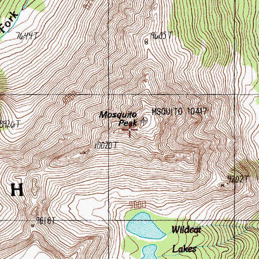 Topographic Map of Mosquito Peak, MT