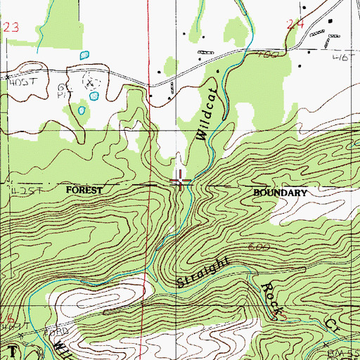 Topographic Map of Wildcat Hollow, AR
