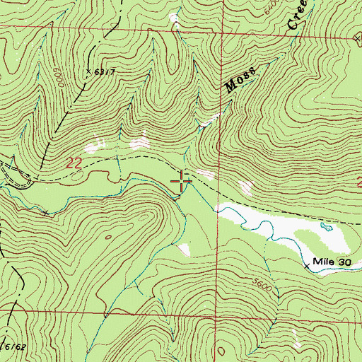 Topographic Map of Moss Creek, MT