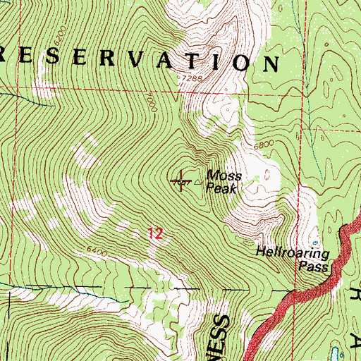 Topographic Map of Moss Peak, MT
