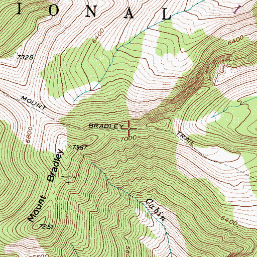 Topographic Map of Mount Bradley Trail, MT