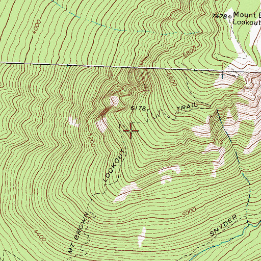 Topographic Map of Mount Brown Lookout Trail, MT