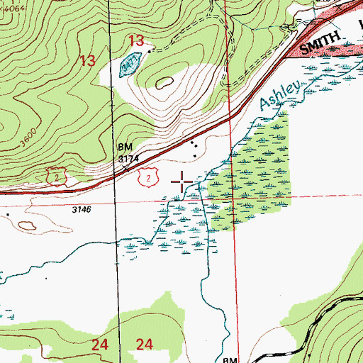 Topographic Map of Mount Creek, MT