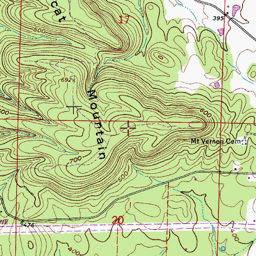 Topographic Map of Wildcat Mountain, AR