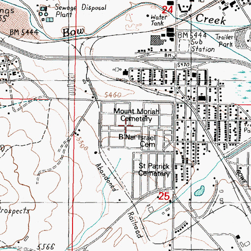 Topographic Map of Mount Moriah Cemetery, MT