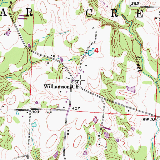 Topographic Map of Williamson Methodist Church, AR
