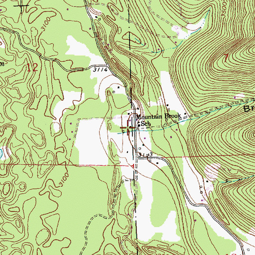 Topographic Map of Mountain Brook School, MT