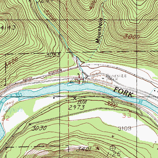 Topographic Map of Mountain Creek, MT