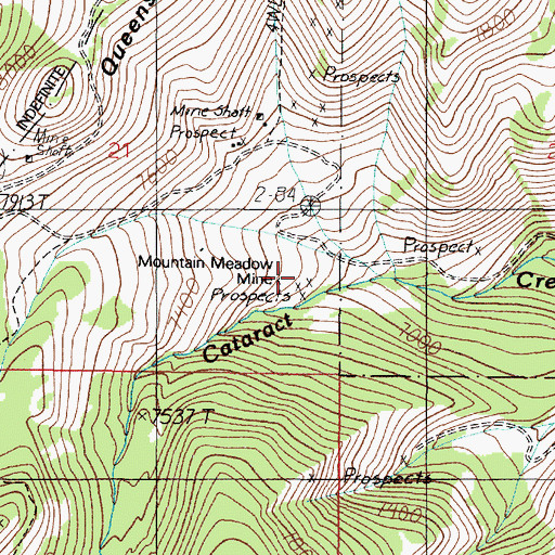 Topographic Map of Mountain Meadow Mine, MT