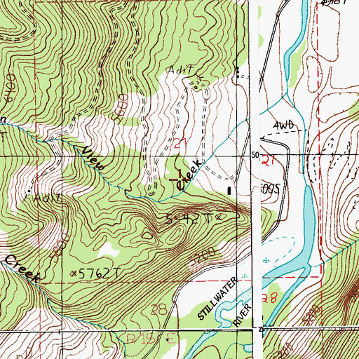 Topographic Map of Mountain View Creek, MT