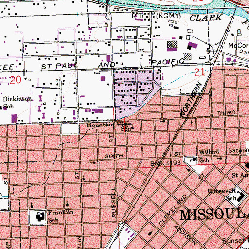 Topographic Map of Mountain View School (historical), MT