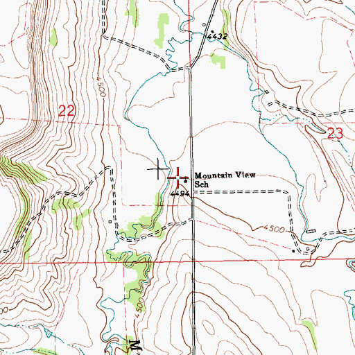 Topographic Map of Mountain View School (historical), MT