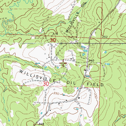 Topographic Map of Willisville Oil Field, AR