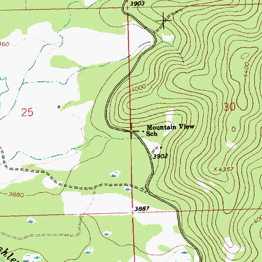 Topographic Map of Mountain View School (historical), MT