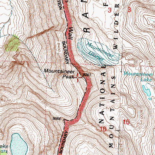 Topographic Map of Mountaineer Peak, MT