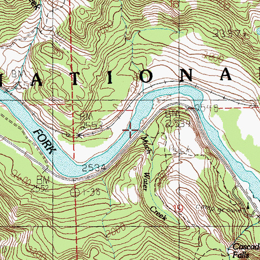 Topographic Map of Much Water Creek, MT